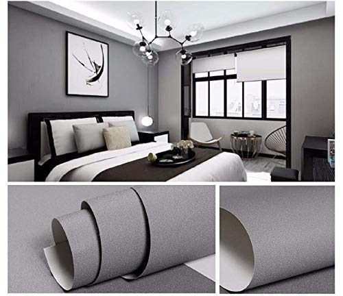 Image of Gray Self-Adhesive Wallpaper SelfA-dhesive Film Stick Paper Easy to Apply Peel and Stick Wallpaper Stick Wallpaper Shelf Liner Table and Door Reform 15.75 Inch by 393.7 inch