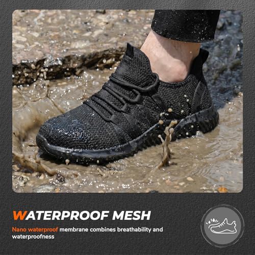 Image of Steel Toe Work Shoes for Men Women丨Non Slip Waterproof Safety Sneakers
