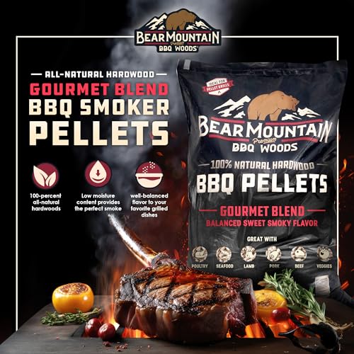 Bear Mountain 40 Pound Ultimate Premium Smoky Low Moisture All Natural Hardwood Gourmet Blend BBQ Smoker Pellets for Outdoor Grilling