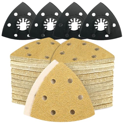 124 Multitool Schleifpapier Set 93mm Kompatibel mit Bosch und Dewalt meisten Delta-Schleifern mit verschiedenen Körnungen für enge Bereiche Schleifen Holz Metall Entrosten Lack und Oberflächenpolitur