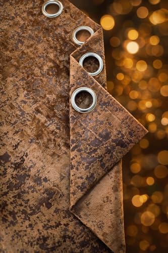 Image of Brown Velvet Blackout Curtain for Door & Window, 7 Feet Long, 70% Room Darkening, Thermal Insulated Heavy Drape, Soft Velvet Fabric, Set of 1 (213 * 121cm, Brown)
