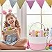 Easter Baskets for Kids, Pink Small Woven Rope Bunny Personalized Easter Basket Empty with Handle, Basket Name Tag, Baby Egg Easter Baskets Gifts for Girls Boys Toddler Babies, 8.7
