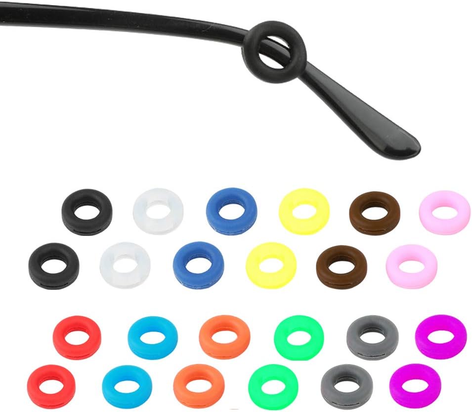 Alamic Eyewear Retainer Silicone Eyeglasses Temple Tip Anti-Slip Round Comfort Glasses Retainers for Spectacle Sunglasses Reading Glasses Eyewear - 12 Pairs