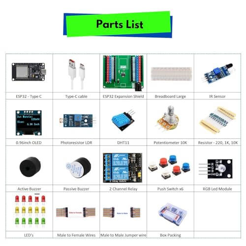 Image of Quad Store IoT Super Starter Kit Compatible with ESP32 Type C Board and Arduino IDE | DIY Beginner Learning Kit with Sensors for Robotics, Programming & Electronics Projects