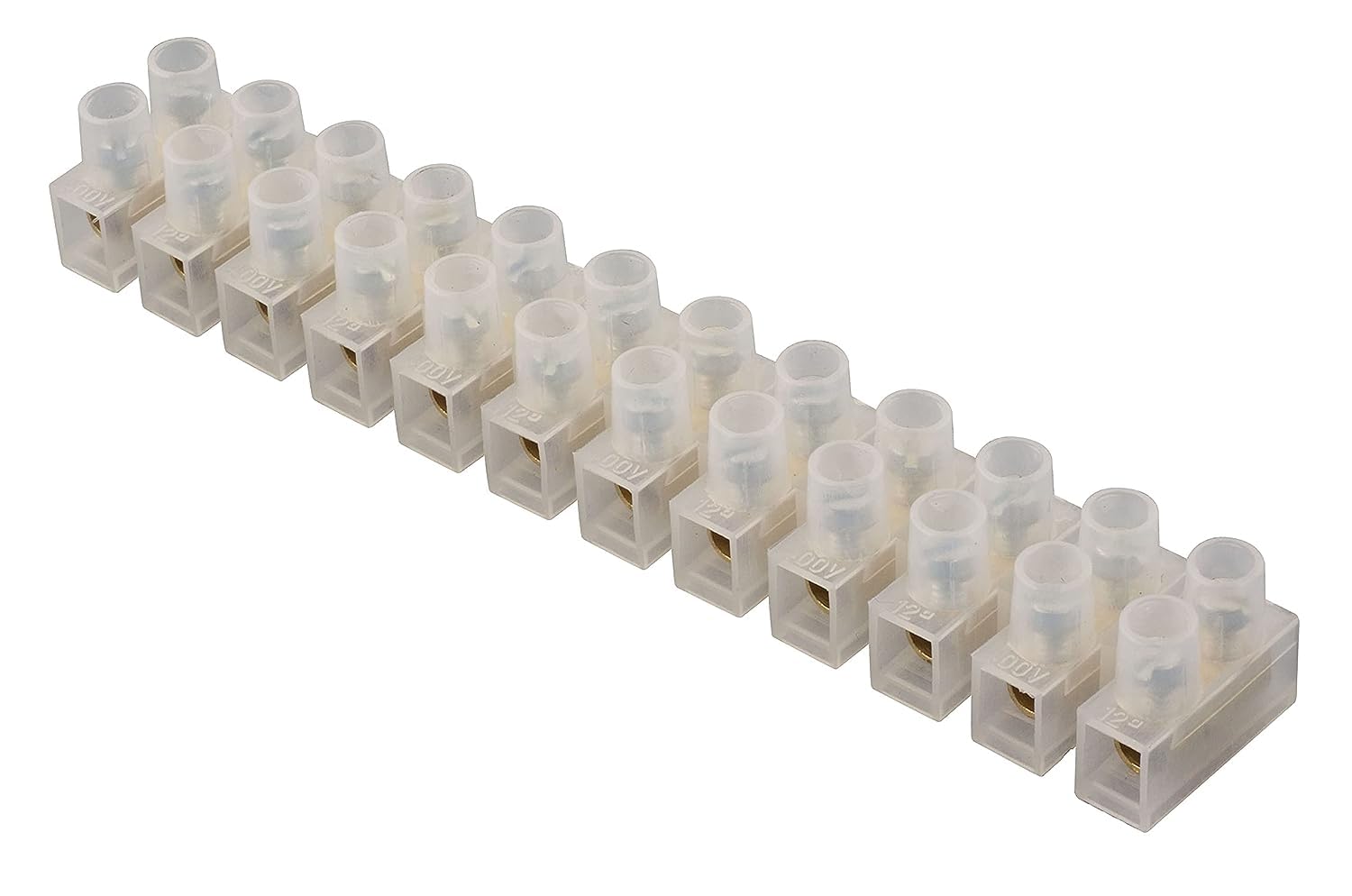 LEDSone 12 Way Screw Electrical Terminal Choc Block Connectors, Strip 3A 5A 6A 10A 15A 30A 60A, 2 Rows Connecting Block for Wiring Cable (3 Amp (1 Pack))