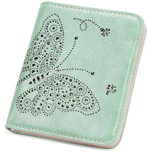 KITEVIUN Small RFID Wallet Women Ultra Thin Slim Womens Wallet Mini Compact Bifold Pocket Ladies Wallets for Women Peppermint Mambo Green