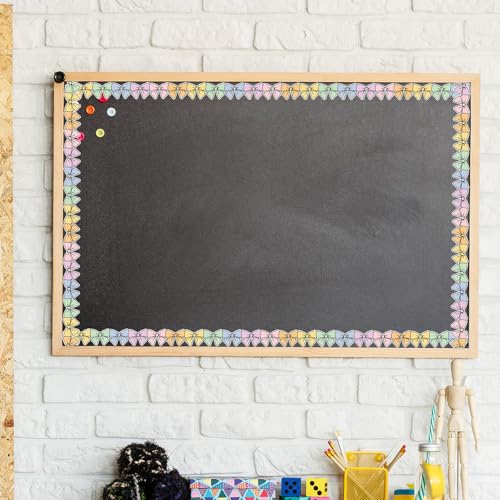 Image of Whaline 32.8 Ft Colorful Bow Bulletin Board Borders Pastel Color Bow Tie Die-Cut Border Trim for Back to School Home Office Classroom Chalkboard Decoration