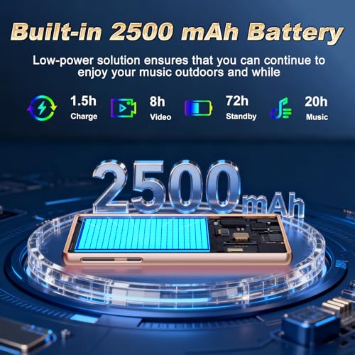 Image of 128GB Android 11 MP3 Player with Bluetooth 5.0 and WiFi, 5 inch HD Touchscreen Portable Music Player for Spotify, YouTube, Audible and Amazon Music, Supports up to 256GB, Gold