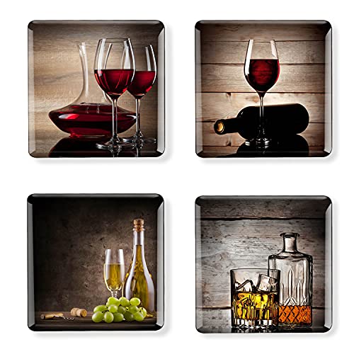 Fridge Magnets Square Graceful Wine Refrigerator Magnets Kitchen Magnets Whiteboard Magnet Gifts For Housewarming Home Decorations Classroom Locker Magnets Whiteboard 2 Inches Set Of 4 #TOP11
