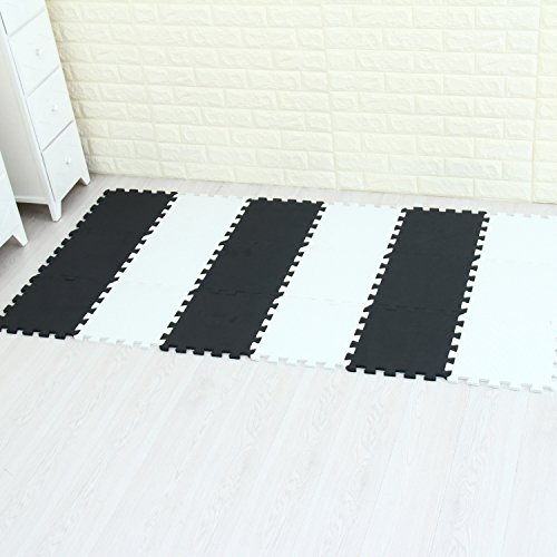 MQIAOHAM speelmat puzzel zachte matten in elkaar grijpende vloer baby puzzel eva schuim buitenapparatuur vierkante puzzels board draagbaar Wit Zwart 101104 - Afbeelding 3