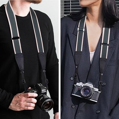 Image of Padwa Lifestyle Adjustable Camera Strap - 1.5 inch Top Layer Cowhide Head Camera Straps for Photographers, Cotton Adjustable Neck Shoulder & Crossbody Strap Quick Release for All Cameras and Binoculars