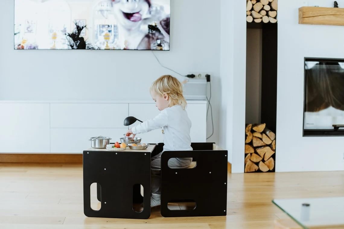 XSOURCE Kids Wooden Study Table and Chair Set for Toddlers Montessori Furniture for Children Activity Desk Kids Learning Table Drawing Writing Craft Play Table for Home Playroom Preschool Classroom 2