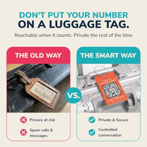 Image of Smart Luggage Tags | Privacy QR Code Luggage Tag, Orange, 2-Pack