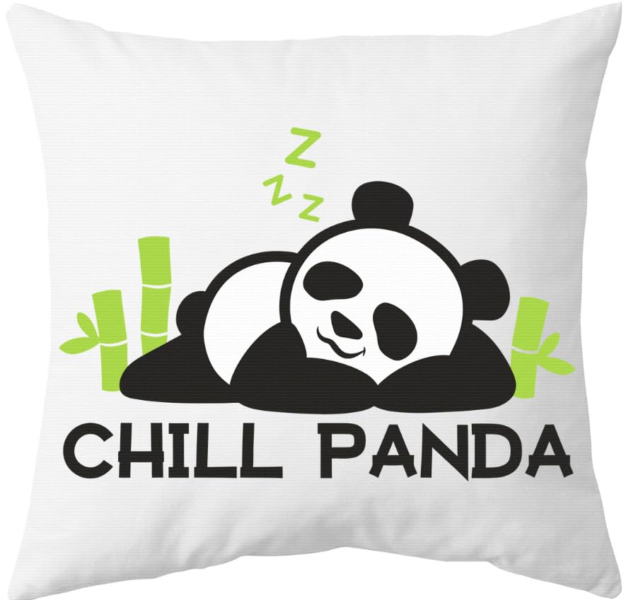 Anicy Panda Gift Personalised Cushion Cover 45 x 45 cm, Printed on Both Sides with Chill Panda Design - Perfect Pandas Gift