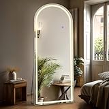 DUMOS Arched Full Length Mirror with Light - 20'×63' LED Floor Standing Mirror with 3 Color Lights & Wall Mounted for Bedroom, Dressing Room, Living Room, Bathroom
