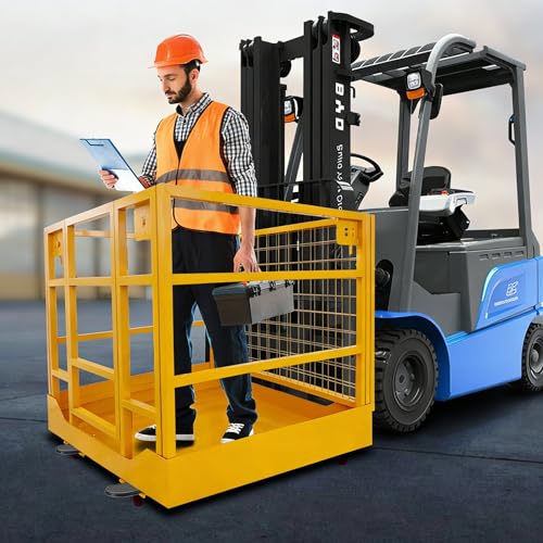 1400LBS Capacity Forklift Safety Cage with Lockable Swivel Wheels - 43