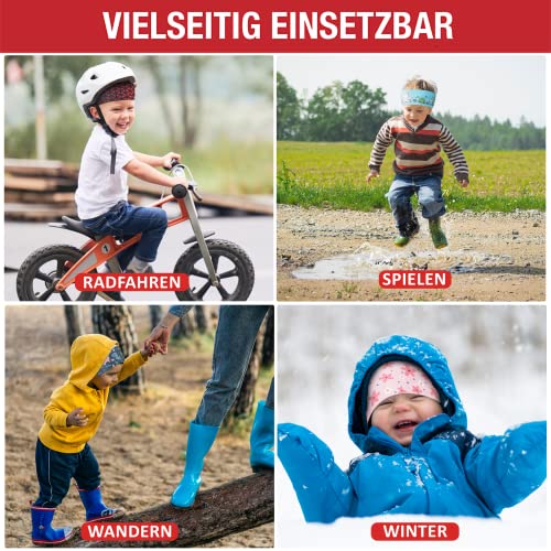Kinder Stirnband - 2-8 Jahre - dünnes, ultraleichtes und elastisches Sportstirnband für Jungen und Mädchen (Herzen Schwarz)