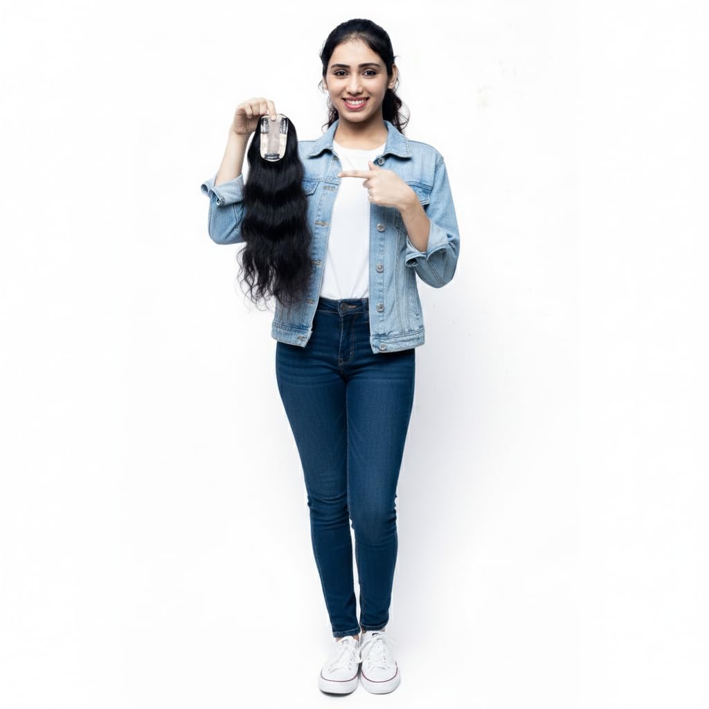 Hair Topper for Women – Original Human Hair | Natural Volume & Coverage | Lightweight, Washable & Reusable – Capillatura (Black, 20, Straight)-image-22