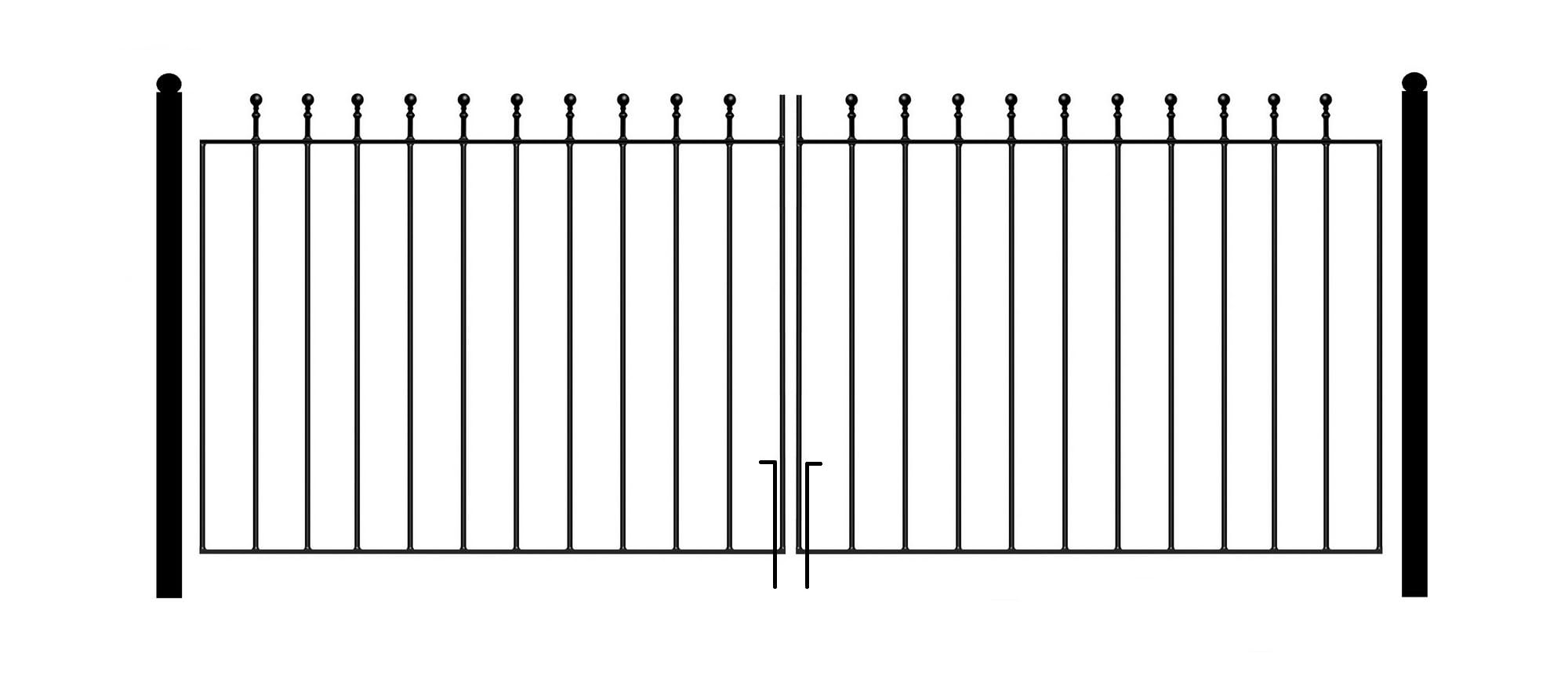Manor Ball Top Metal Garden Driveway Gates Galvanised Wrought Iron Dual Swing Gate (2438mm (8ft) Gap x 915mm High MAZP43)