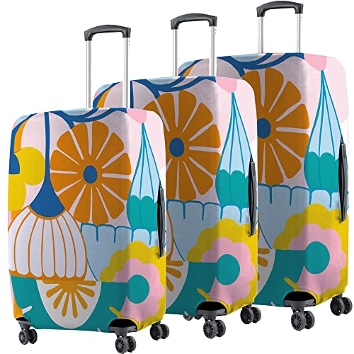 Image of Nasher Miles Polyester Protective Luggage Cover Set of 3 (Small-Medium-Large) - Pink Beach Design