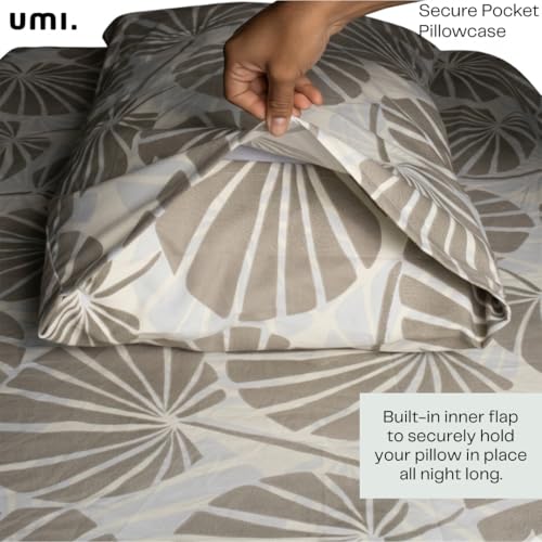 Image of Amazon Brand - Umi Cotton Fitted Bedsheet, Queen Size 78x60 Inches, Elastic Fit Bed Sheet, 10 Inch Deep Pocket, Soft Breathable Bedding, Durable Easy Care, with Pillow Cover-Modern Shell-Yellow