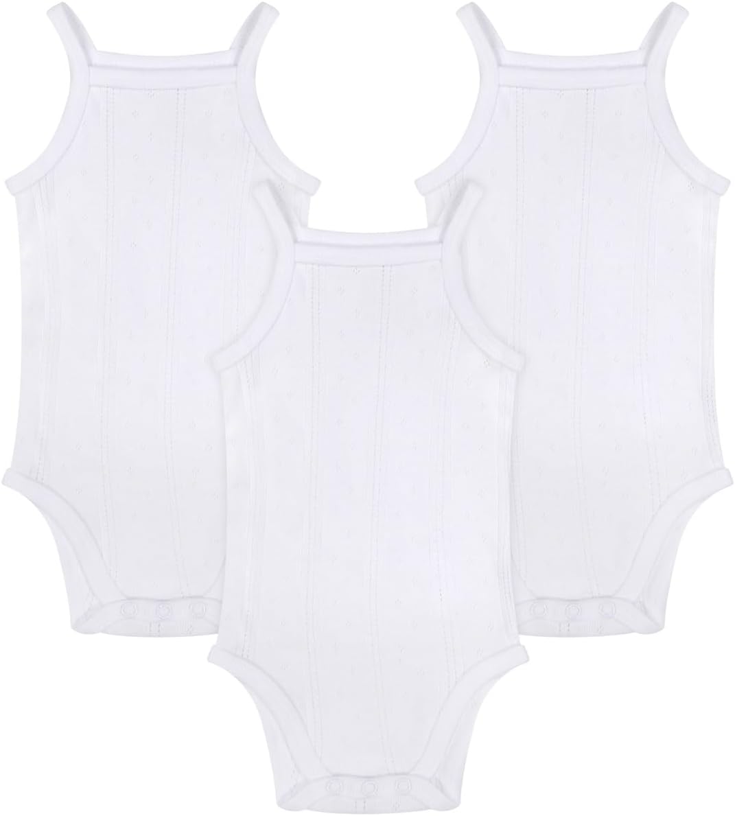 Buyless Fashion Baby Boy White Eyelet Camisole Sleeveless Onesies In Soft Cotton