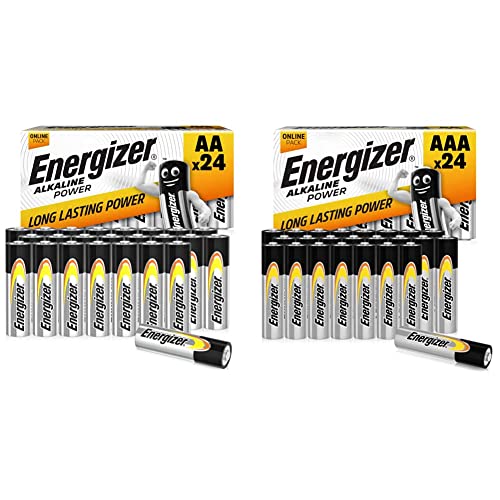 Energizer AAA Batteries, Alkaline Power Triple A Batteries, 24 Pack & AA Batteries, Alkaline Power Double A Batteries, 24 Pack