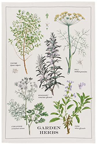 Image of Now Designs Garden Herbs Printed Kitchen Towel, 18x28 inches