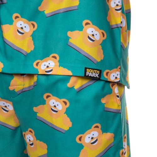 INTIMO South Park Men's Snacky Cakes Wellington Bear Eric Cartman Coat Front Pajamas with Nightcap 3 Piece Set4