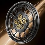 Real Moving Gears Wall Clock for Living Room Decor, Large Modern Metal Industrial Steampunk Unique Vintage Rustic Decorative Clocks for Home Farmhouse Office, 21 Inch Black Gold Arabic Numeral - Image 3