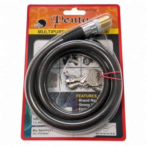 Image of Element Hub Multipurpose Heavy-Duty Cable Lock for Bikes, Cycles| Heavy Duty Anti-Theft Protection| Lock with 3 Keys Lock for Bike, Bicycle, Helmet, Luggage | Bike Cable Lock - Pack of 1