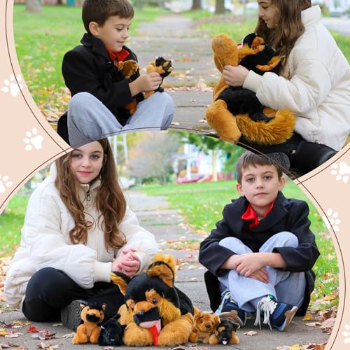 MorisMos 50cm lang riesen Schäferhund Kuscheltier mit 4 welpen im Bauch, groß Deutscher schäferhund Plüschtier Stofftier XXL, weich Plüschhund dogteddy Geschenk Kinder Baby