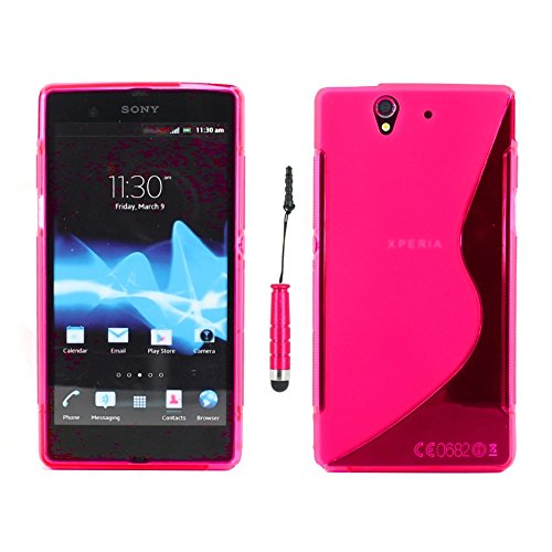 ebestStar - Coque Compatible avec Sony Xperia Z C6602, L36H Etui Housse Silicone Gel TPU Souple Motif S-Line + Mini Stylet, Rose [Appareil: 139 x 71 x 7.9mm,...