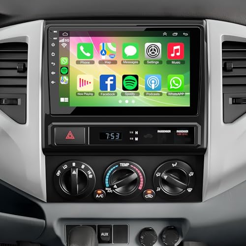 (8Core + 64GB) 9 Inch QLED Touch Screen Car Radio for Toyota Tacoma 2005-2015 with Carplay and Android Auto Android 13 Tacoma Stereo Support Bluetooth WiFi GPS FM Radio Backup Camera & SWC