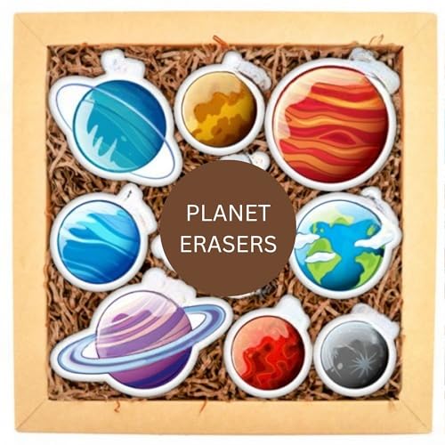 Image of Birthday Popper 24 Pcs Planet Shaped Erasers as Birthday Return Gift - 5mm Thick Pencil Erasers, Fun Educational Gift for Boys & Girls - Classroom Rewards, Stationery, School Supplies