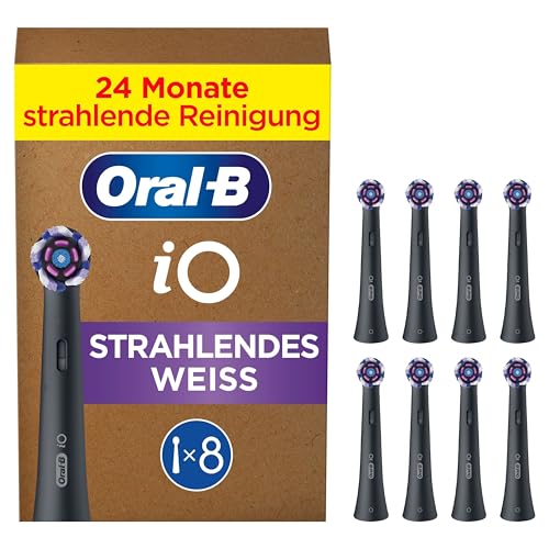 Oral-B iO Strahlendes Weiss Aufsteckbürsten — ORIGINAL Zahnbürstenaufsatz für Elektrische Oral-B iO Zahnbürsten, Zahnaufhellung für weißere Zähne — Schwarz, 8 Stück 1