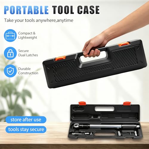 Image of Offset Extension Wrench for Drill, 1 /2 inch Drive Impact Wrench Extender with 3 /8 inch & 1 /4 inch Adapters, Right Angle Tool for Tight Spaces, High Torque, Carry Case Included
