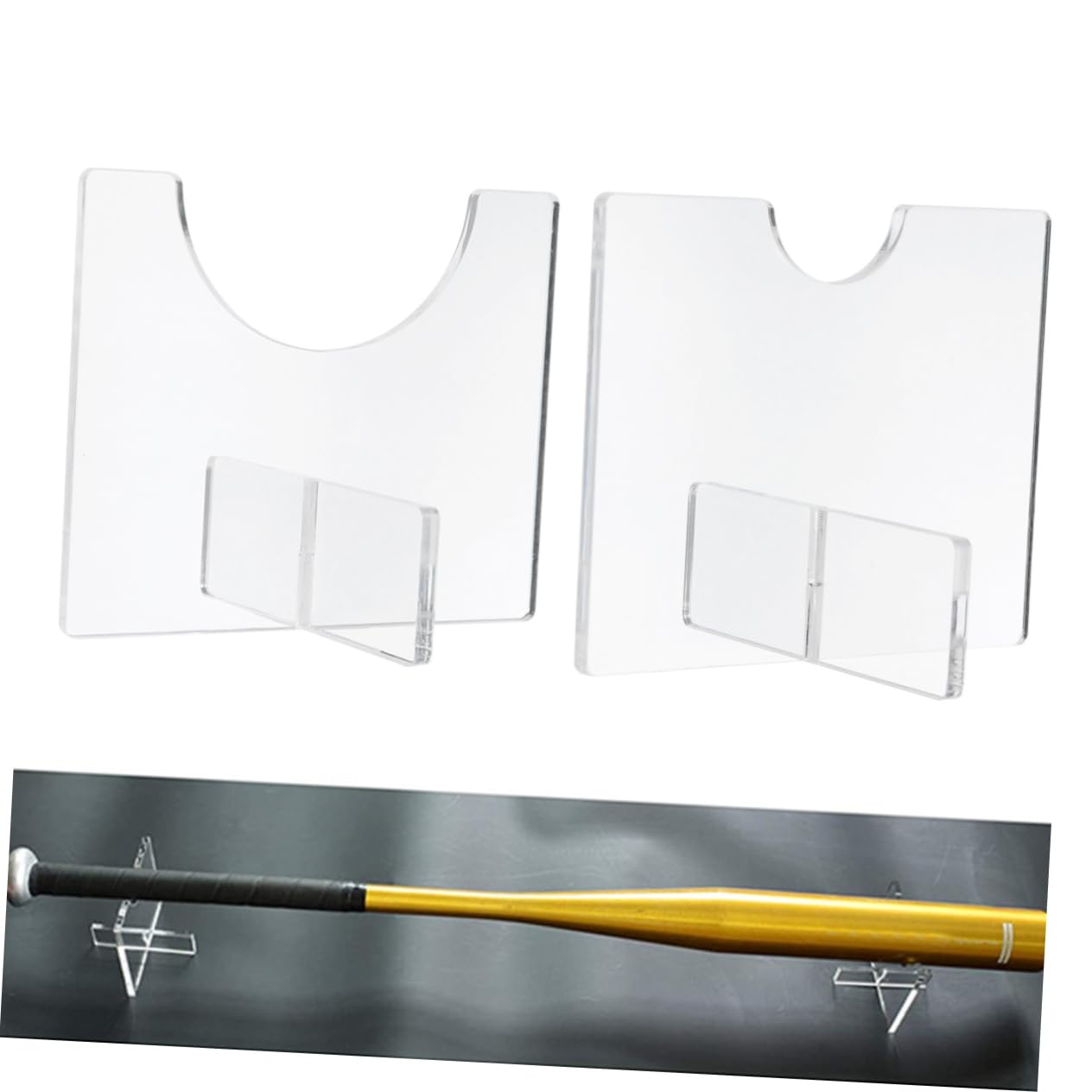 GRIRIW 2pcs Acrylic Baseball Bat Display Holder Stand Transparent Horizontal Rack for Collectors Durable Bat Support Base for Baseball Enthusiasts