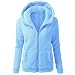 Invierno De Las Mujeres Sudaderas Outwear Abrigo Casual Zip Chaquetas Abrigo Outwear, Azul Water, 5XL