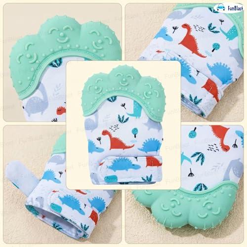 Image of FunBlast Baby Teething Mitten - Soft Silicone Teether Glove for Infants, BPA-Free, Safe & Comfortable Teething Toy for 3+ Months Babies, Toddlers, Infants (Seagreen)