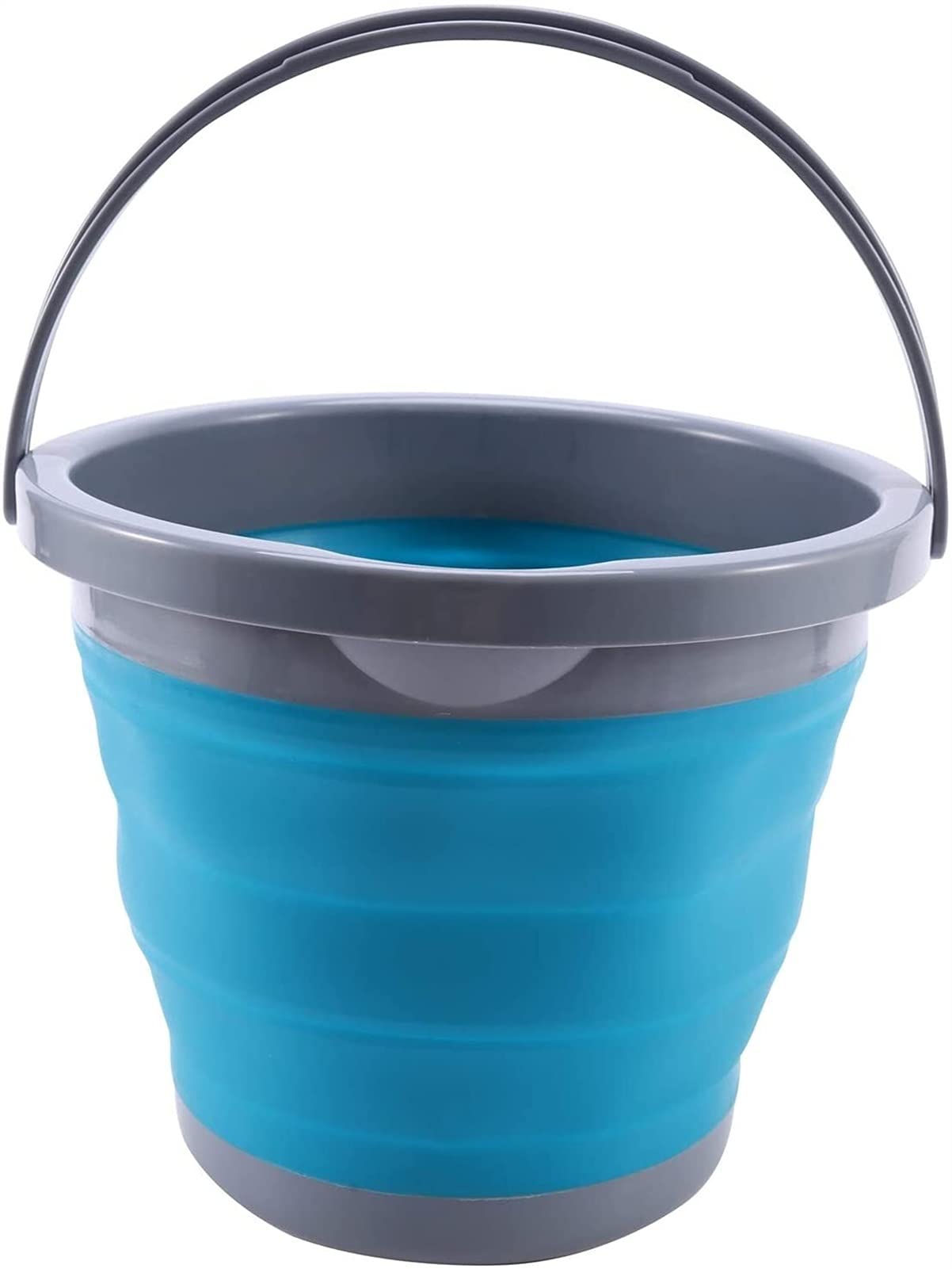 Seau pliable 5L avec couvercle en silicone gris pour camping et maison