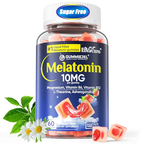 Image of EnvyCure Melatonin Gummies 10mg 20mg - Extra Strength Sleep Aid for Adults with Magnesium Glycinate 100mg, L-Theanine, Ashwagandha, B6, B12 - Deep Relaxation, Sugar Free - 60 Cts