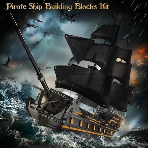 Mould King Pirate Ship Model Building Blocks Kits, Black Pearl Ship MOC Model Set to Build, Large Pirates Ship Boat Model Blocks Assembly Toy(5266 Pieces) - Thumbnail 2