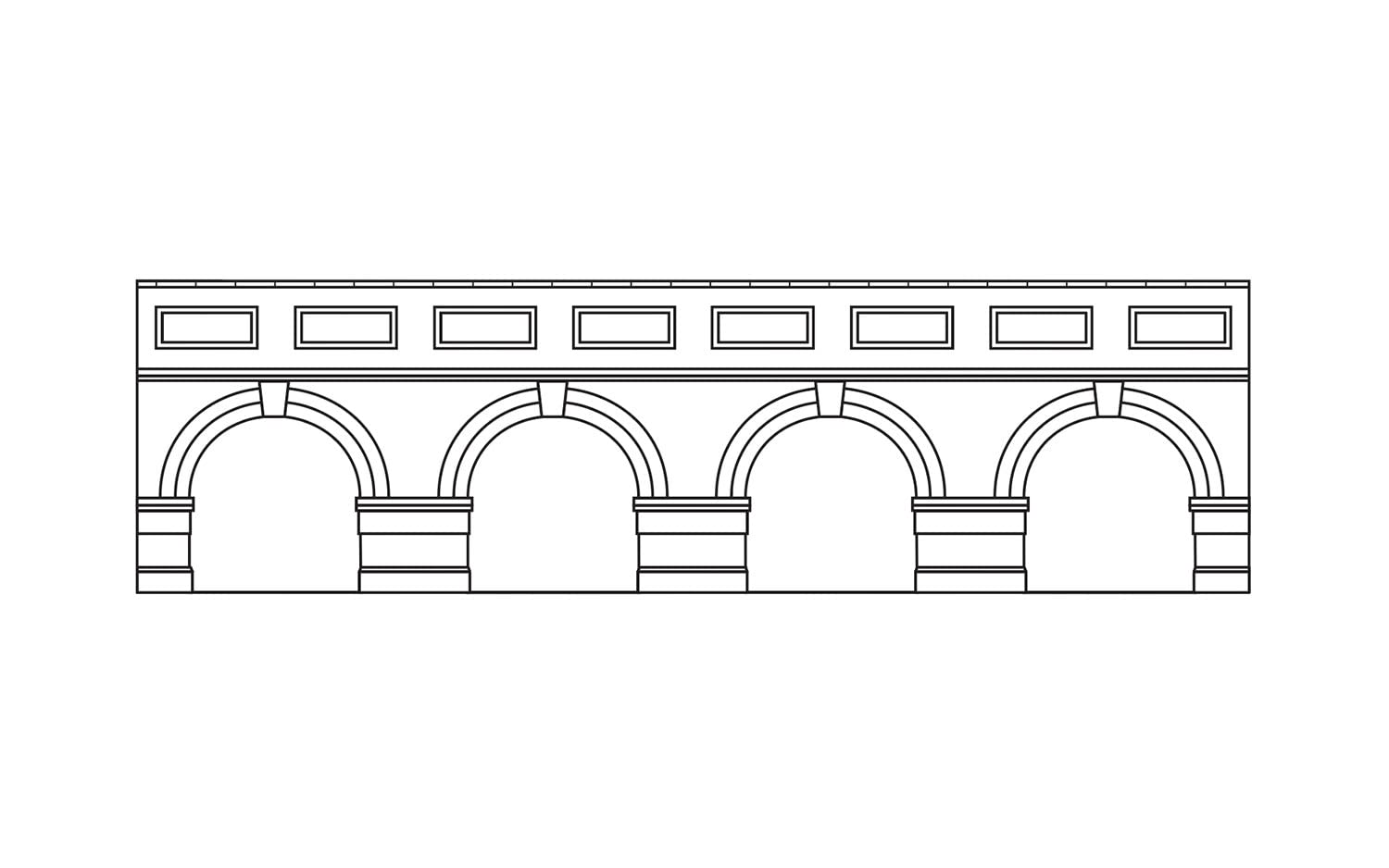 Hornby R7388 Low Level Arched Retaining Walls x2 (Red Brick). OO Gauge Railway Accessories