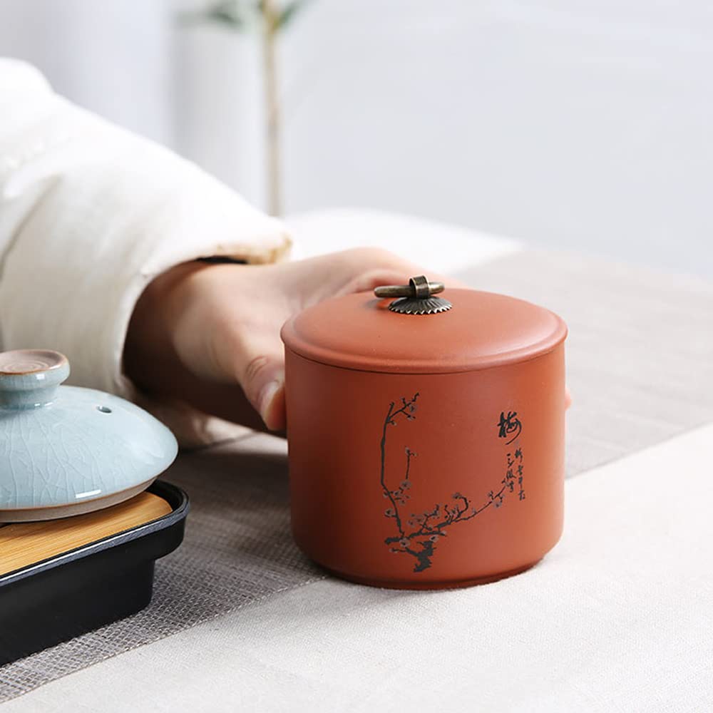 Kawy Ceramiczny słoik herbaty, zamknięte słoik do przechowywania słoik z fasolą kawy słoik 7,7 cm chiński fioletowy gliniana herbata słoik z herbatą Travel herbaty przenośna zamknięta herbata caddy