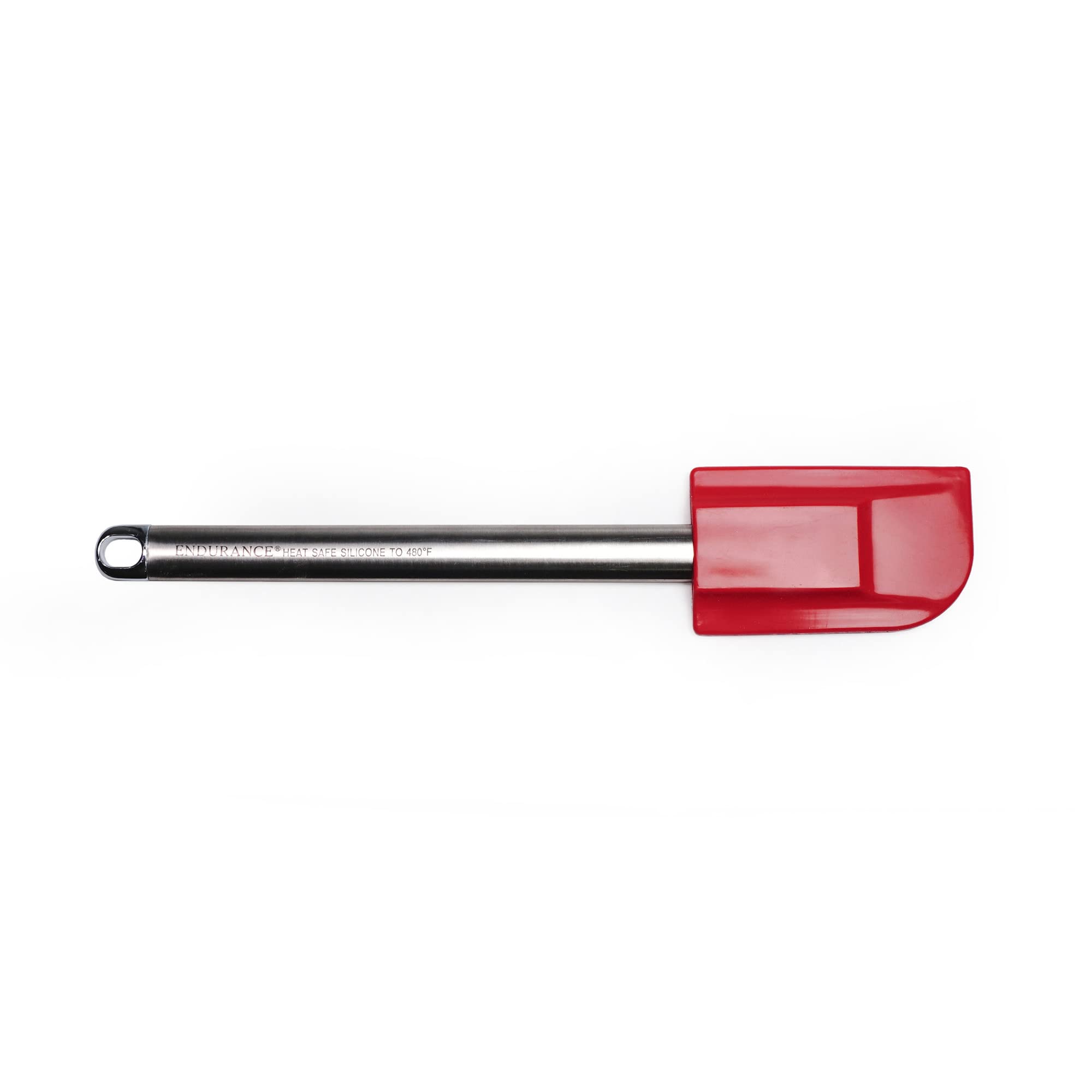 RSVP International Endurance Kitchen Tool Collection Silicone Spatula, Stainless Steel Handle, 10.25 x 2", Red