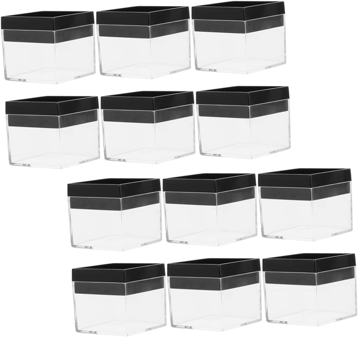 HOMSFOU 12Pcs Plastic Mineral Specimen Display Case Square Showcase Box for Crystal Storage Collection Holder for Rocks and Gems