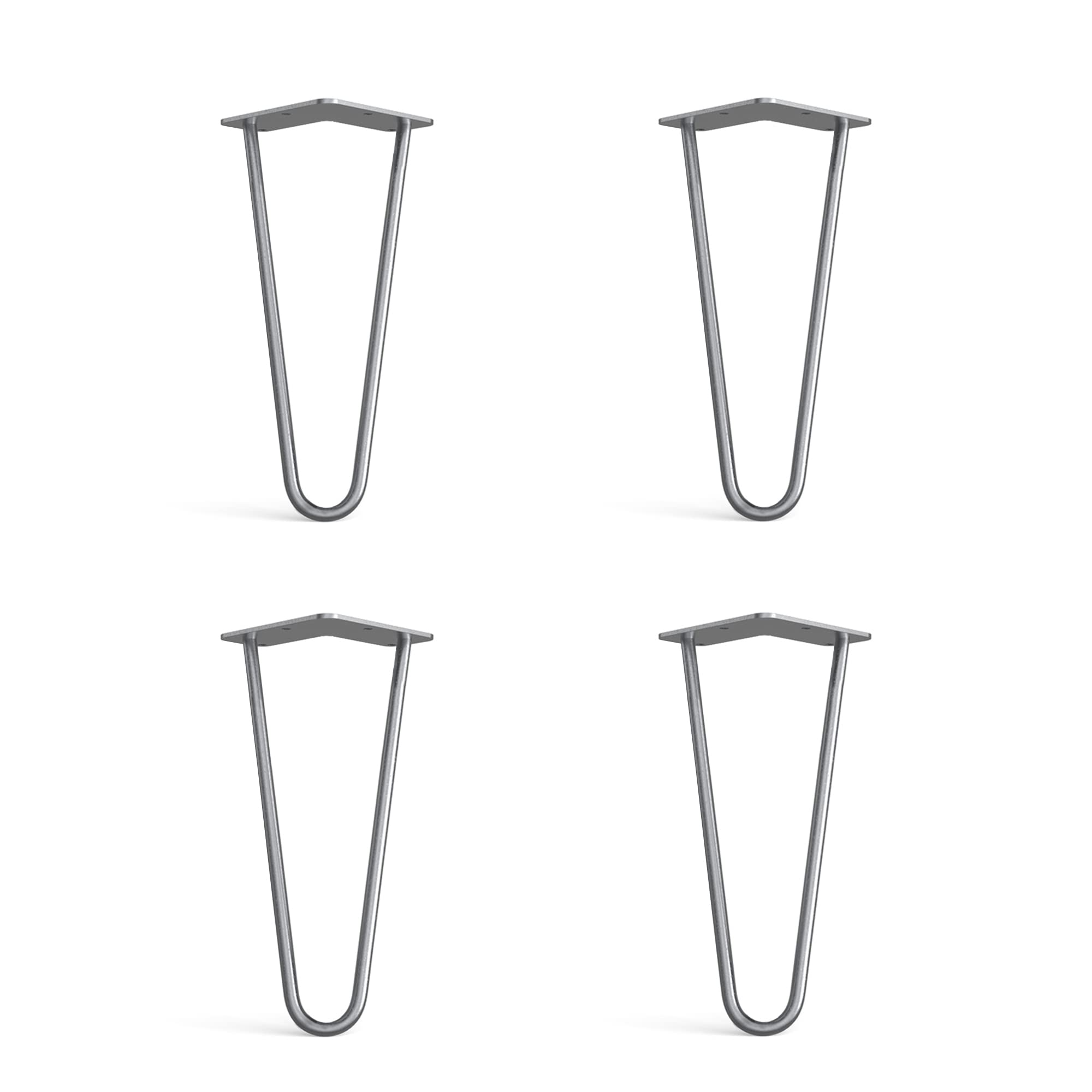 Dt Ironcraft Unfinished 4 X Hairpin Legs From - 25Cm 2 Rod / 10Mm, Bare Steel - Sideboard, Tv Stand Legs With Floor Protector Feet & Screws