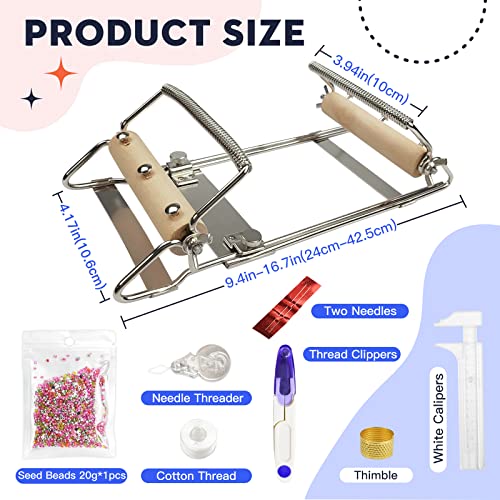 Indivshow B002 Adjustable Bead Loom,Seed Bead Loom Kit Includes Thread,Beading Needles thumb #1