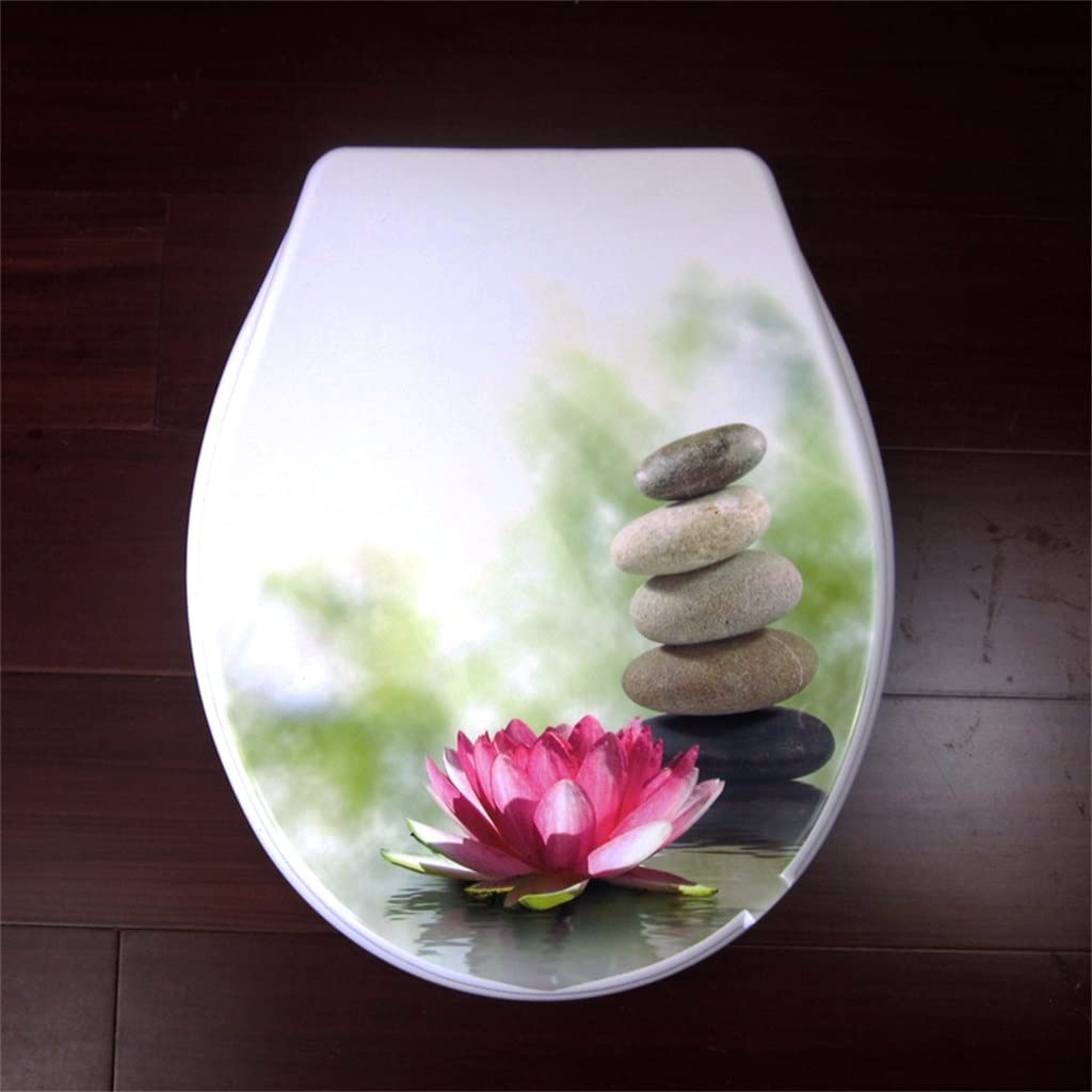 MOBYGKFY Toilet Lid Cover Standard Closing Colorful Seat Set Bathroom Universal Thickened